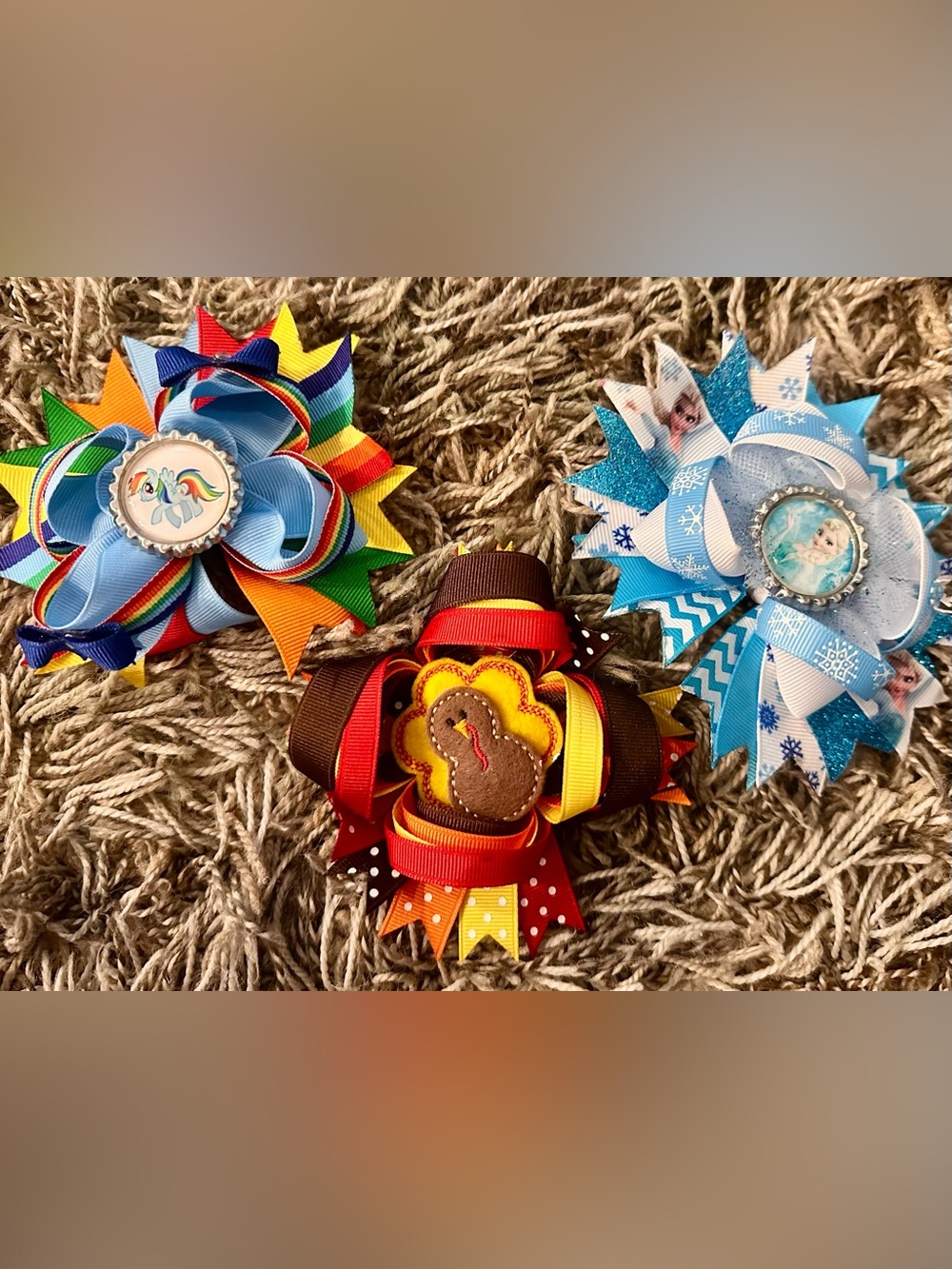New Handmade 3  Ribbon Hair Bows - Multi Color Set